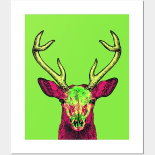 Deer Skull Interactive Magenta&Green Filter T-Shirt #2 By Red&Blue Posters and Art